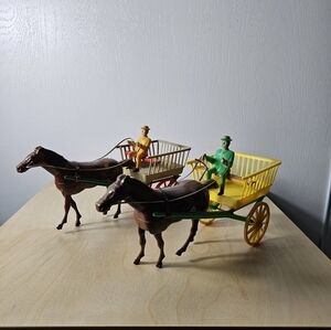 Vintage Plastic Horse & Buggy Wind-Up Toy For Repair.